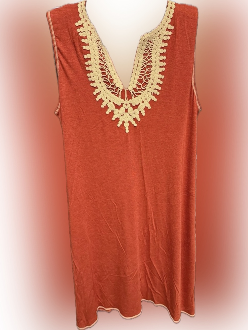 NWT Madewell Coral Midi Dress Crochet Lace Trim- Boho